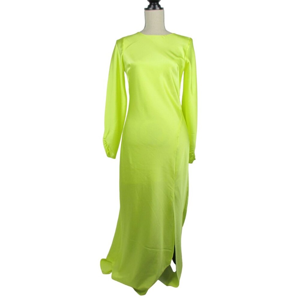 Express Women's Satin Long Sleeve XS Midi Dress Graceful Romantic - Picture 4 of 8